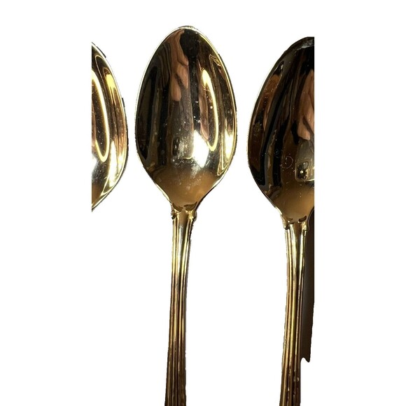 FB Rogers Golden Plated Electroplate American Chipendale Flatware 4 Spoons Tsp - Picture 2 of 15